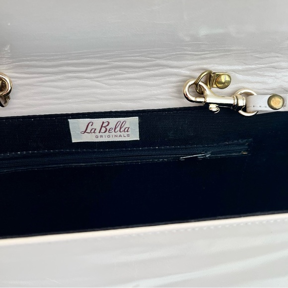 La Bella Vintage Cream Taupe Oversized Leather Clutch Handbag - Picture 3 of 5